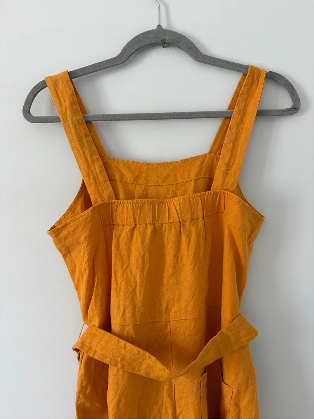 Everlane Linen Square Neck Sleeveless Wide Leg Jumpsuit Marigold Yellow 0P